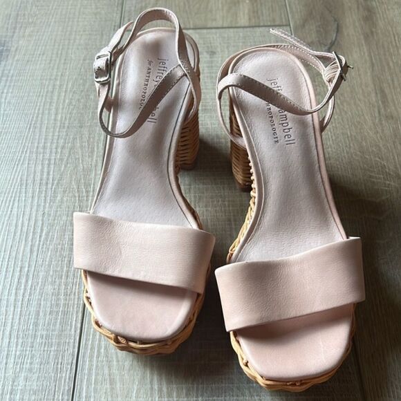 Jeffery Campbell Anthropologie Platform Pink Leather Basket Heels 7 - Picture 4 of 8